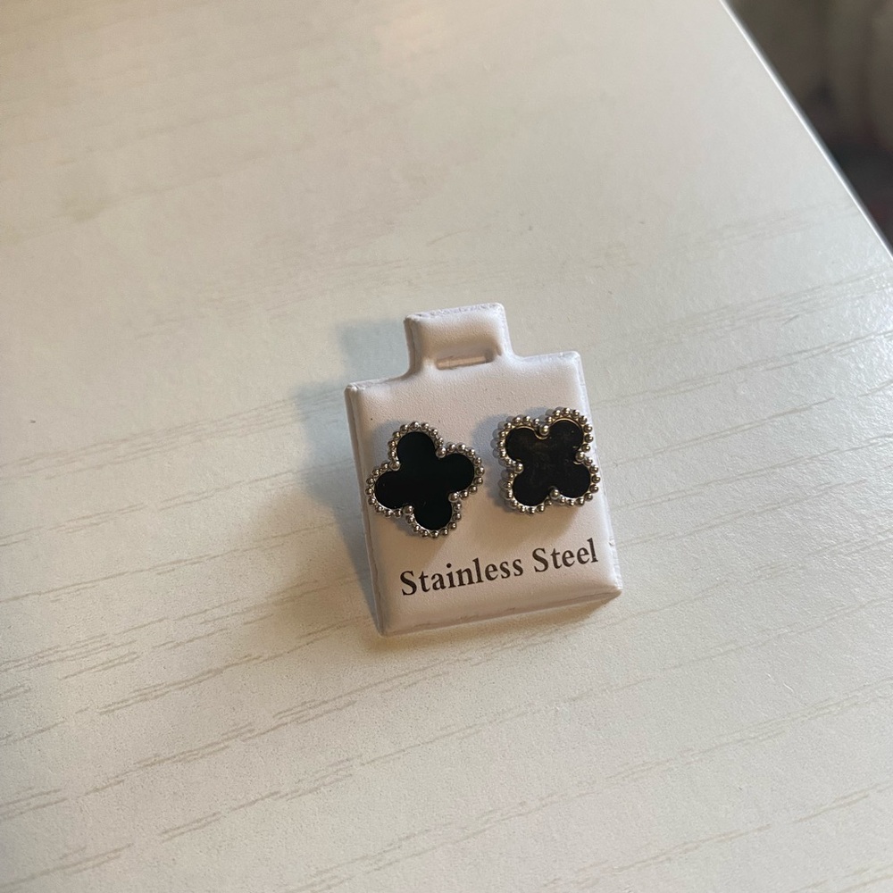 Black Clover Stainless Steel Earrings